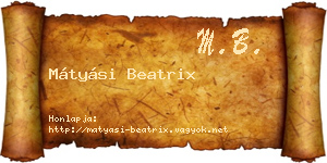 Mátyási Beatrix névjegykártya